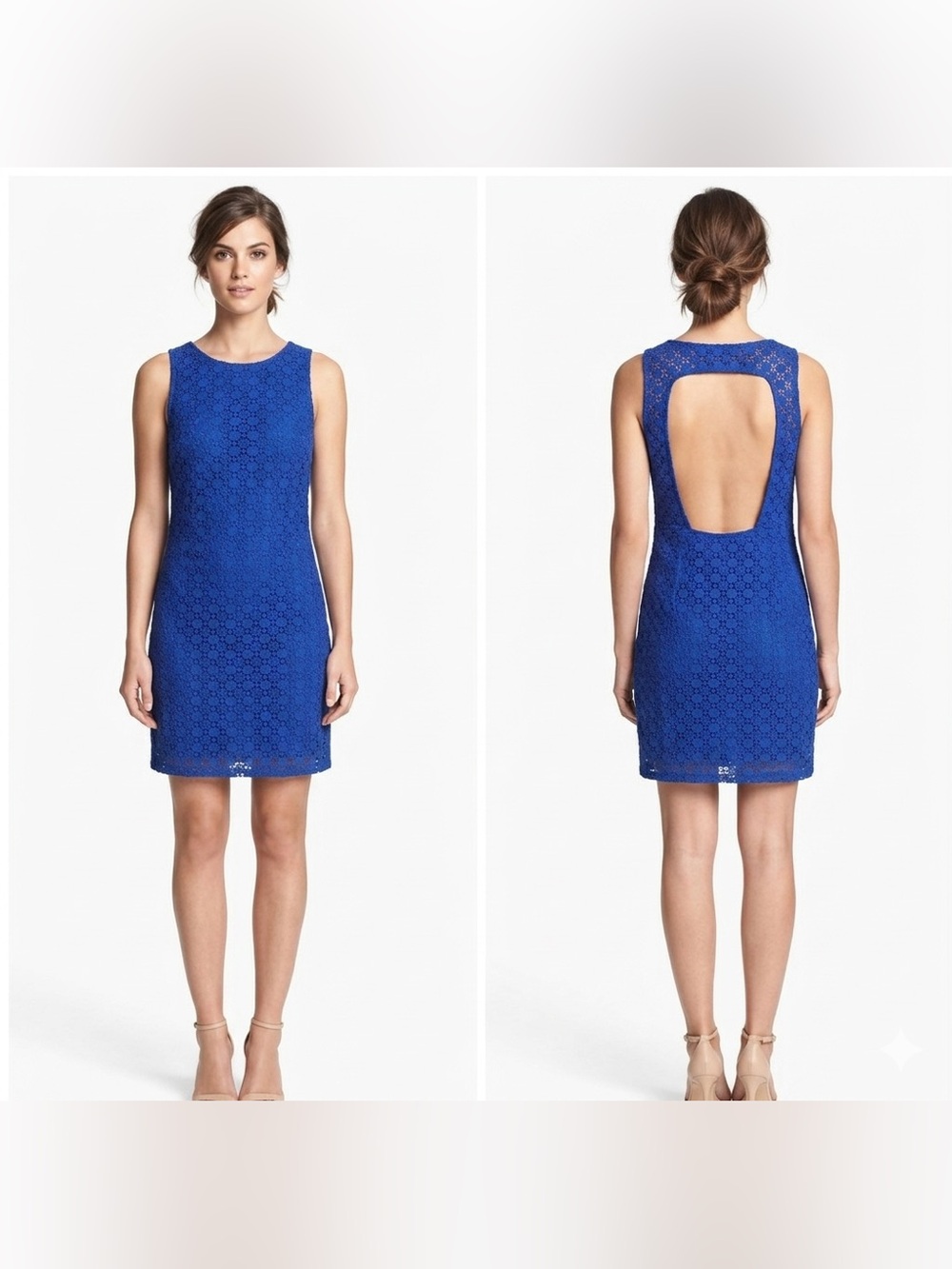 Zara Trafulac Cobalt Blue Sheath Sleeveless Mini Dress Open-Back, Size Medium